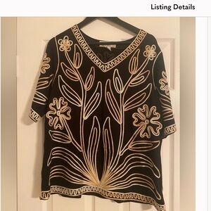 Lauren Michelle black gold threading top